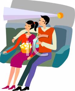 247x300 Clip Art Image A Couple Sitting In A Movie Theater On A Date
