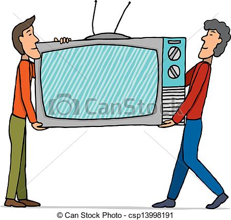 450x428 Teamwork Moving Huge Tv Set Eps Vectors