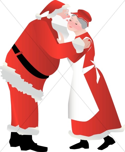 504x612 Santa Kissing Mrs. Claus Religious Christmas Clipart