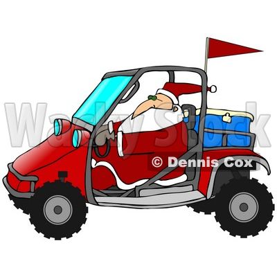 400x400 Santa On Tractor Clip Art Clipart Illustration Of Santa In His