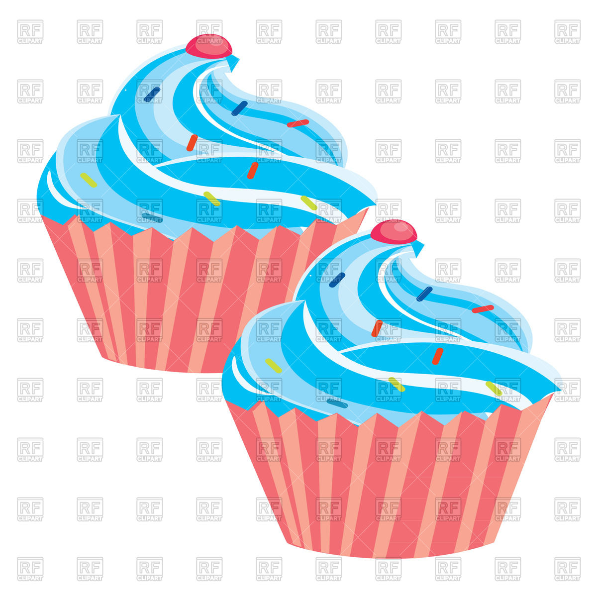 1200x1200 Simple Cartoon Cupcake With Blue Cream Royalty Free Vector Clip