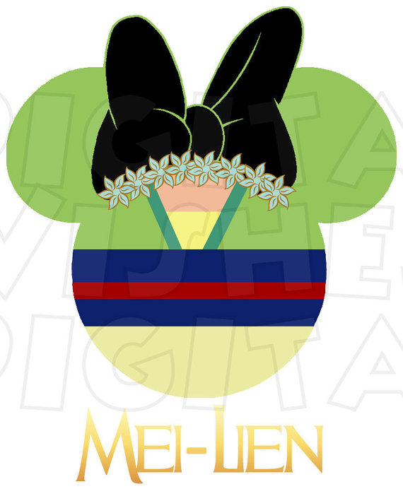 570x702 Mulan Minnie Mouse Ears Head Digital Iron On Transfer Clip Art