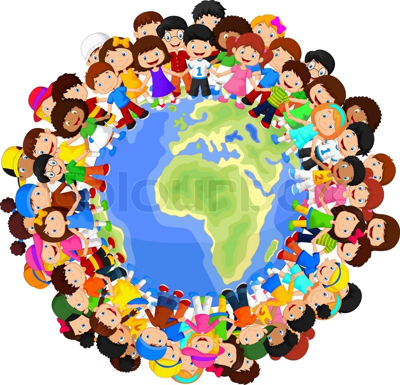 800x769 Vector Illustration Of Multicultural Children Cartoon On Planet