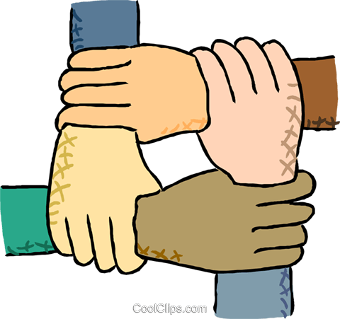 480x451 Multicultural Hands Inter Joined Royalty Free Vector Clip Art
