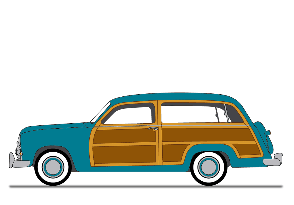 1000x700 1950 Car Clipart