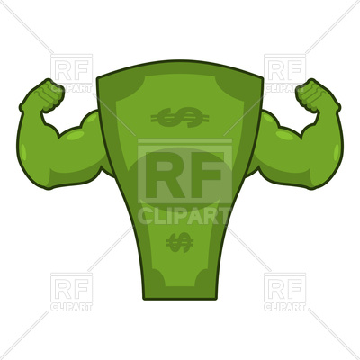 400x400 Strong Dollar, Powerful Cash With Big Muscle Royalty Free Vector