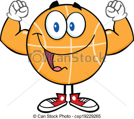 450x400 Basketball Showing Muscle Arms. Happy Basketball Cartoon Clip