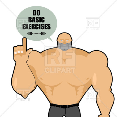 400x400 Big Strong Man Raised His Finger Up Royalty Free Vector Clip Art