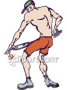 225x300 Cartoon Clipart Picture Of A Muscle Bound Tennis Player