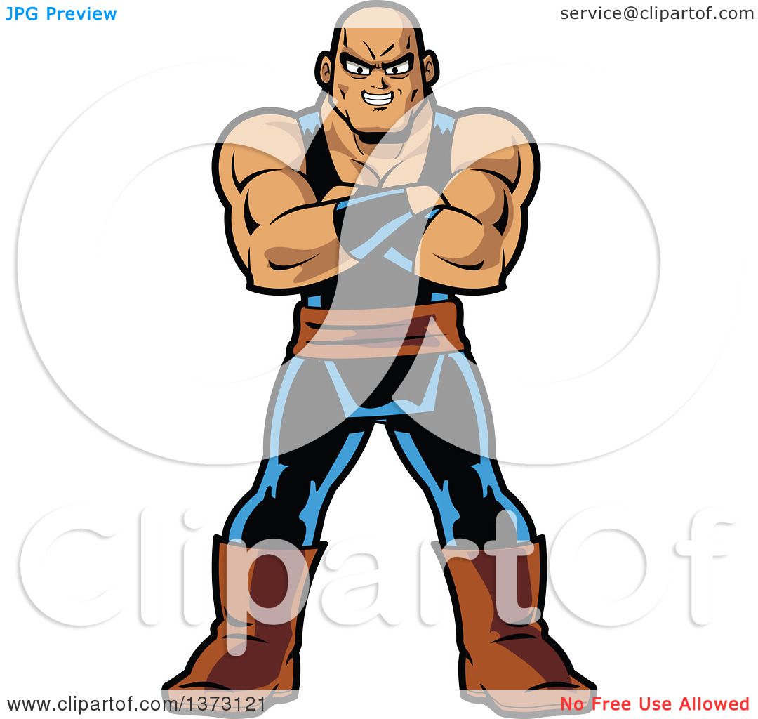 1080x1024 Clipart Of A Buff Manga Muscle Man Standing With Folded Arms