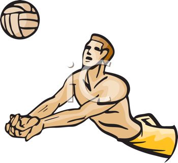 350x321 Picture Of A Man Diving To Hit A Volleyball In A Vector Clip Art