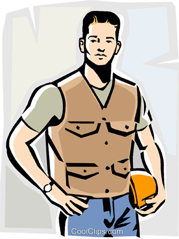360x480 Blue Collar Working Man Royalty Free Vector Clip Art Illustration