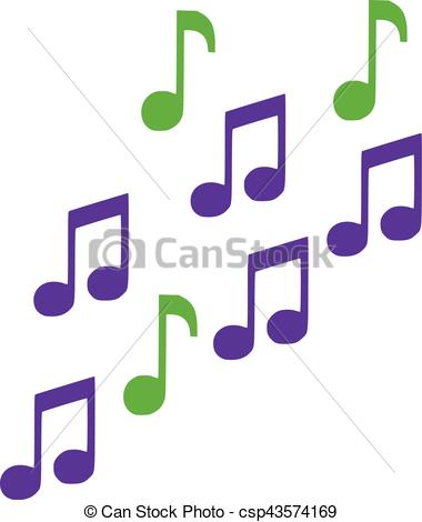 380x470 Green And Lila Music Notes Clip Art Vector