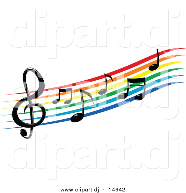 600x620 Vector Clipart Of A Rainbow Staff And Music Notes By Vector