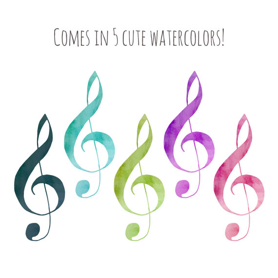 570x570 Clip Art Watercolor Music Notes Digital Download Clipart