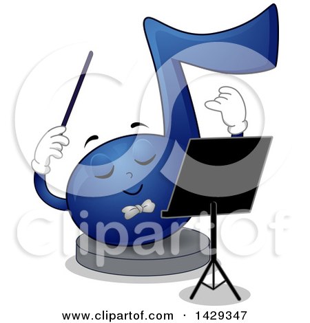 450x470 Clipart Of A Cartoon Music Note Character Playing A Flute