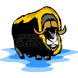 300x300 Royalty Free Large Woolly Musk Oxen 129602 Vector Clip Art Image