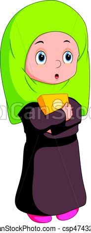 184x470 Illustration Of Female Muslim Standing Clip Art Vector