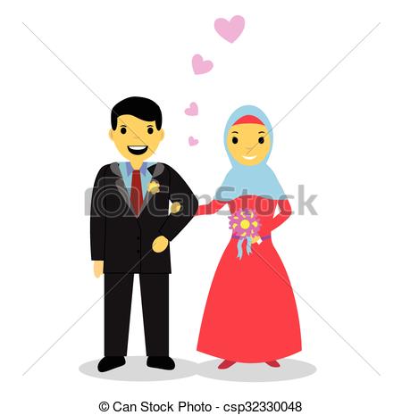 450x465 Vector Bride Couple Muslim And Muslimah Eps Vector