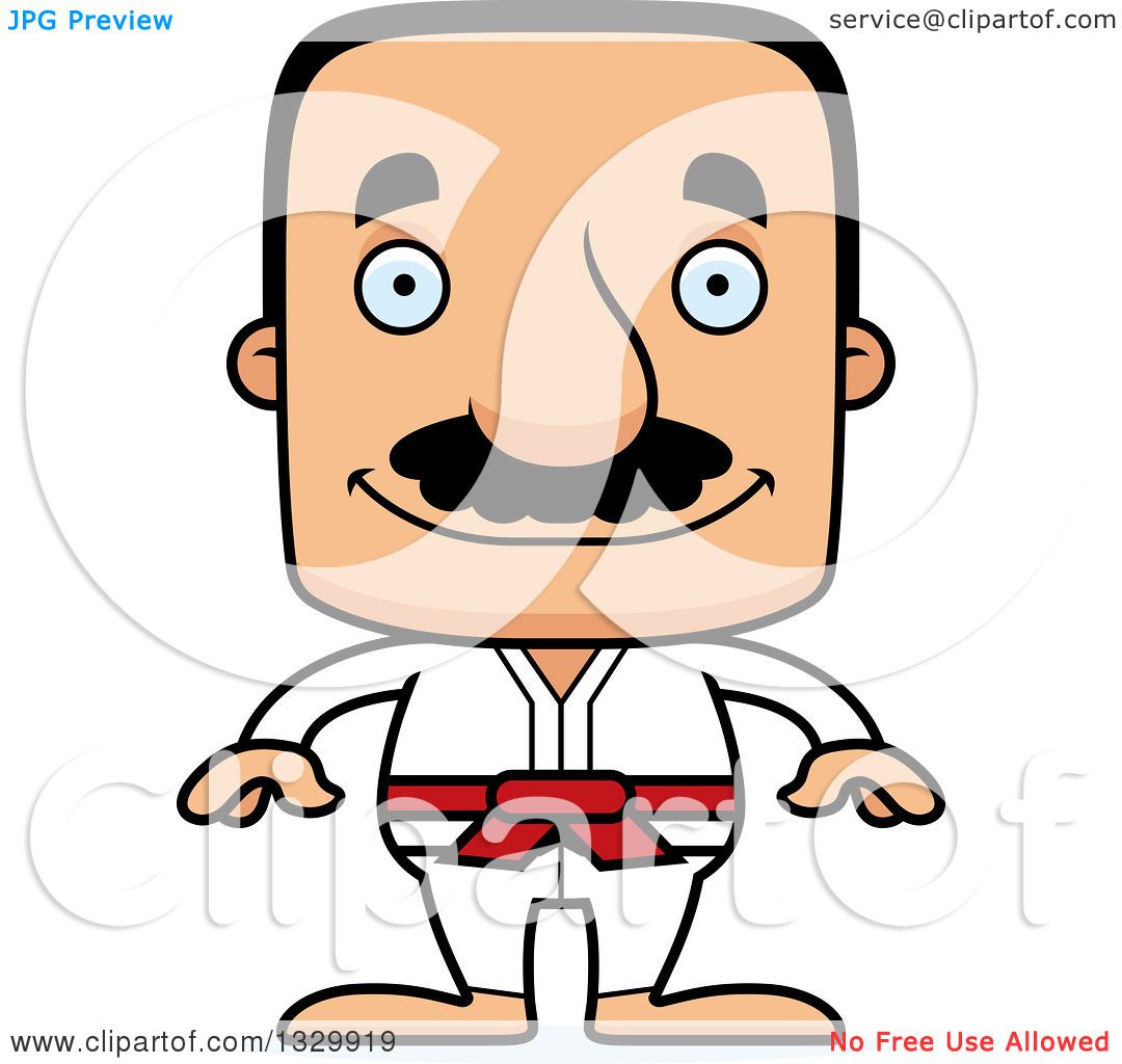 1080x1024 Clipart Of Cartoon Happy Block Headed Hispanic Karate Man