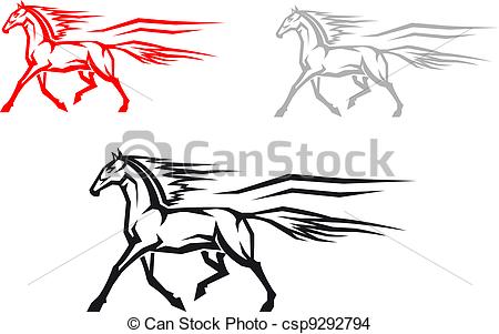 450x301 Fast Mustang Horse In Three Variations For Mascot Or Emblem Eps