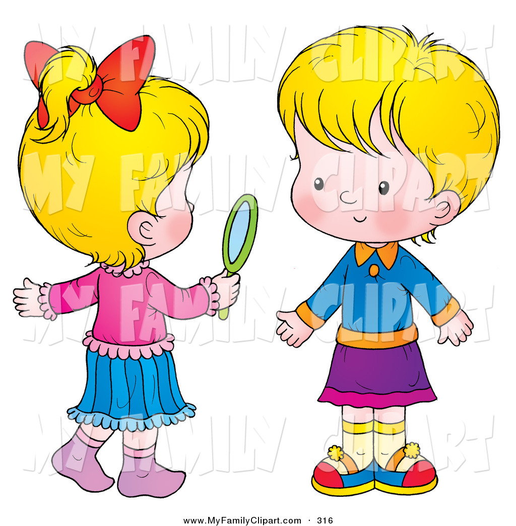 1024x1044 Clip Art Of A Pair Of Little Blond Girls, One Holding A Hand