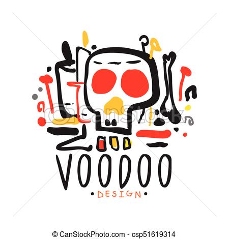 450x470 Voodoo African And American Magic Logo With Mystic Skull