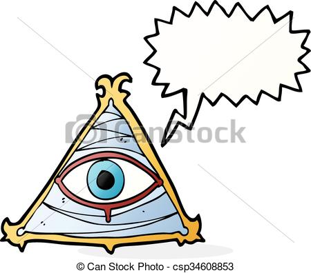 450x396 Cartoon Mystic Eye Symbol With Speech Bubble Clipart Vector