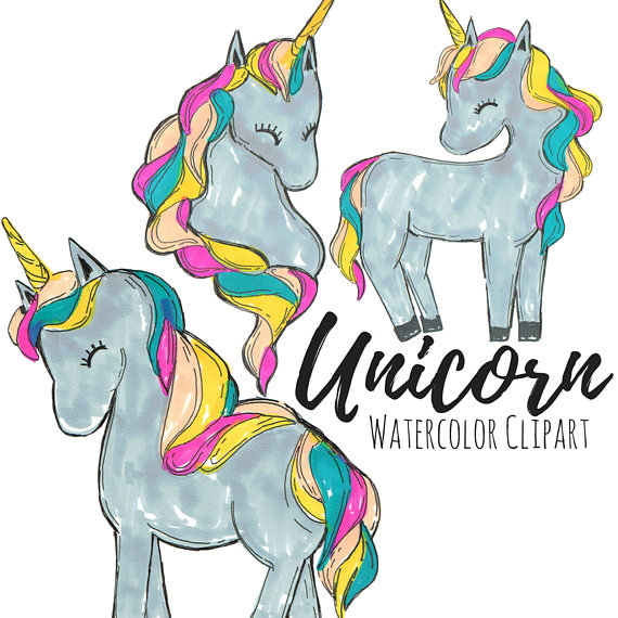 570x570 Hand Drawn Cute Unicorn Clip Art Set