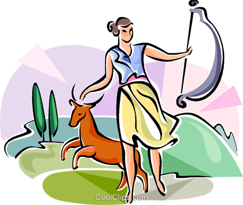 480x405 Greek Mythology Diana Royalty Free Vector Clip Art Illustration