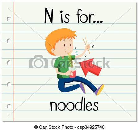 450x422 Flashcard Letter N Is For Noodles Illustration Eps Vector