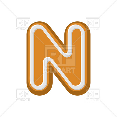 400x400 Letter N Gingerbread Font Royalty Free Vector Clip Art Image