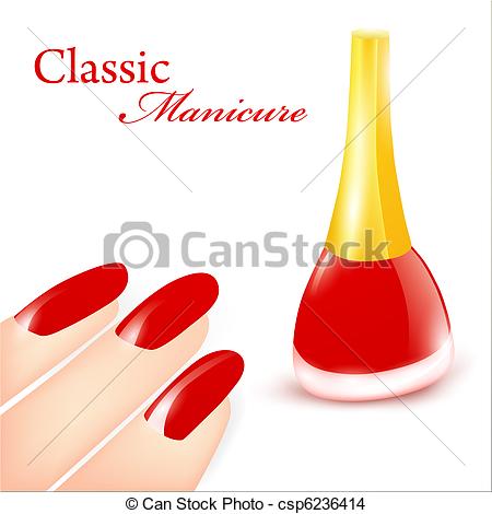 450x470 Red Nail Polish In Classic Manicure Illustration Eps Vector