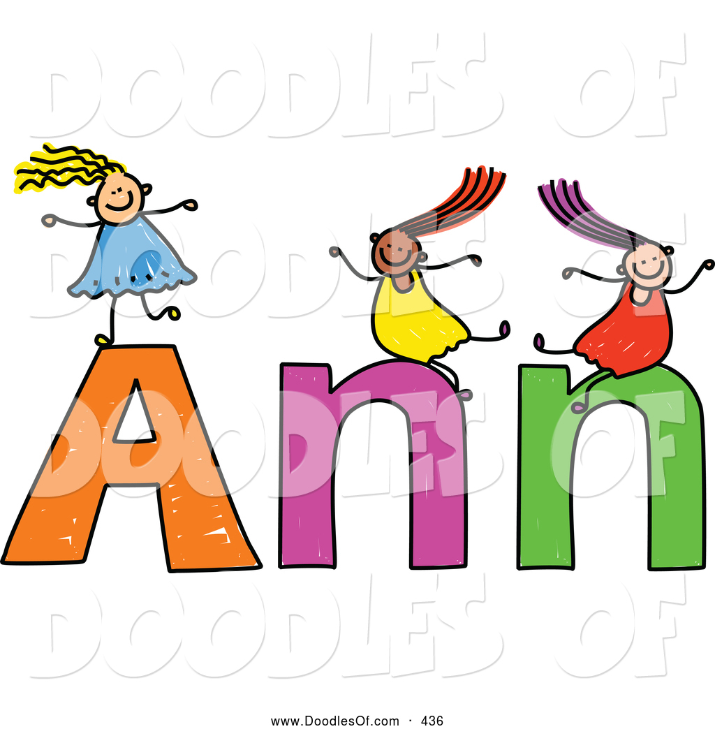 1024x1044 Vector Clipart Of A Childs Sketch Of Friendly Girls Playing On