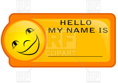 400x283 Orange Name Tag With Smiley Royalty Free Vector Clip Art Image