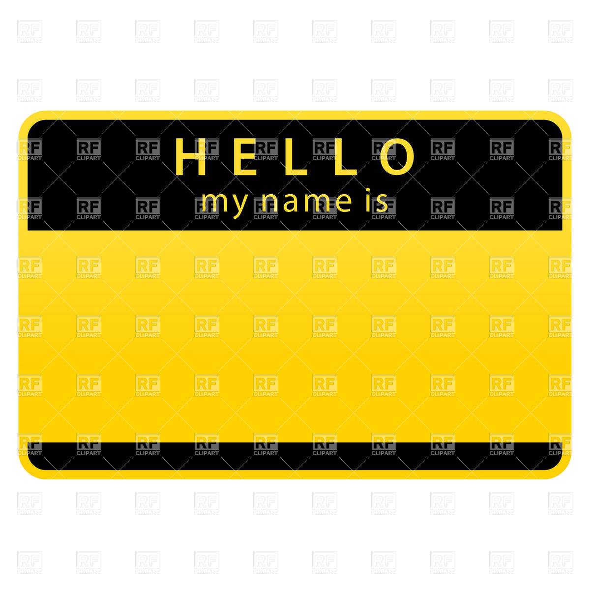 1200x1200 Yellow Name Tag With Word Hello Royalty Free Vector Clip Art