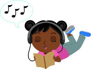 300x227 Reading Clipart Image Black Girl Reading A Book And Listening