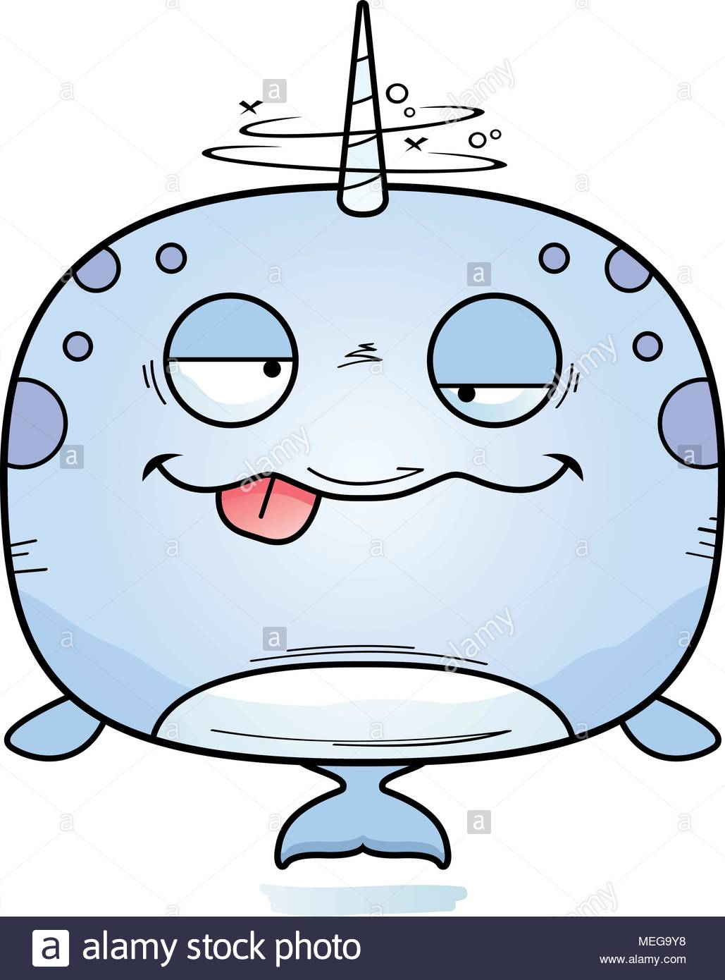 1029x1390 A Cartoon Illustration Of A Narwhal Looking Drunk Stock Vector Art