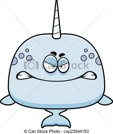 396x470 Angry Cartoon Narwhal. A Cartoon Illustration Of A Narwhal