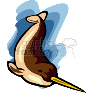 300x300 Royalty Free Brown Narwhal Swimming 133578 Vector Clip Art Image