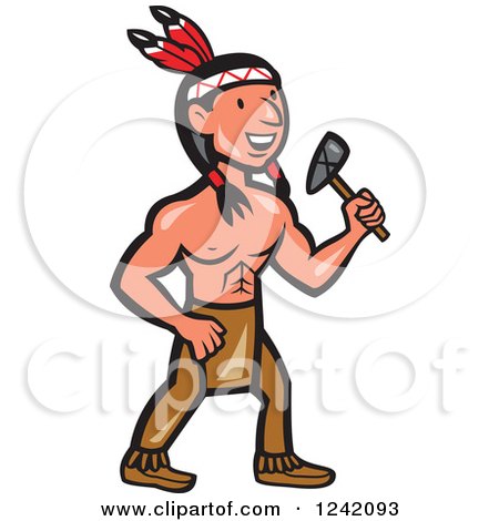 450x470 Clipart Of Cartoon Nativemerican Indian Brave Holding