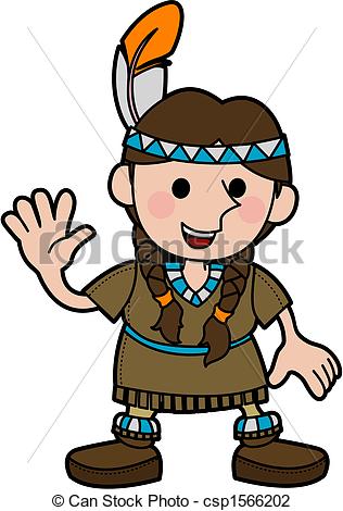 316x470 Illustration Of Girl In Native American Costume . Vector