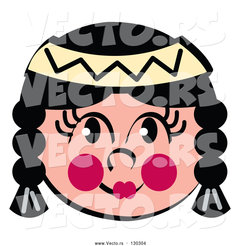 1024x1044 Vector Of Friendly Native American Indian Girl's Face With Braids