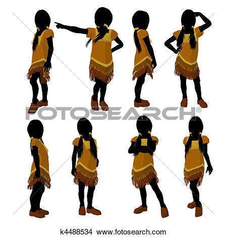 450x470 American Indian Girl Silhouette Clipart