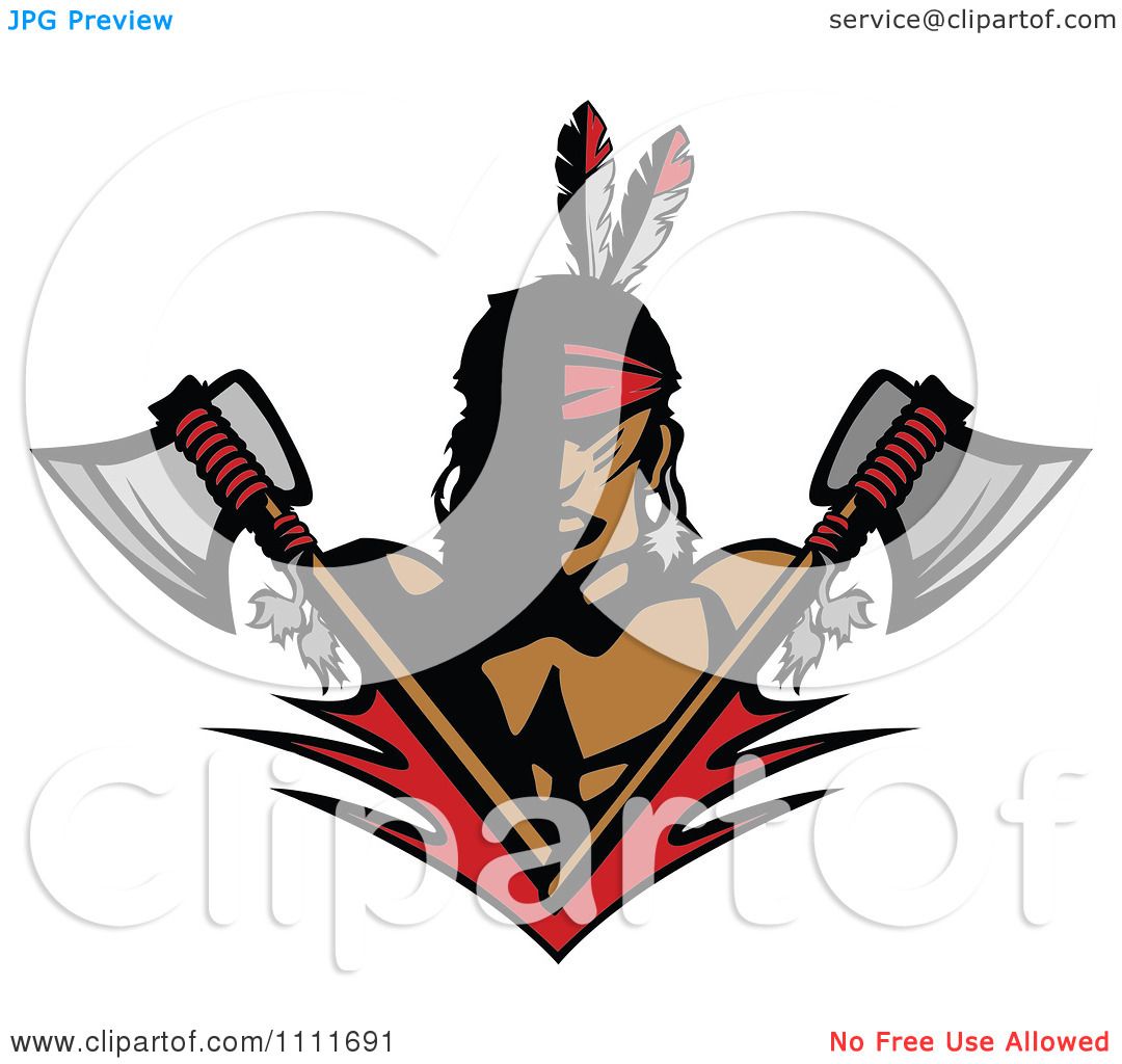 1080x1024 Clipart Native American Indian Brave Man With Crossed Axes