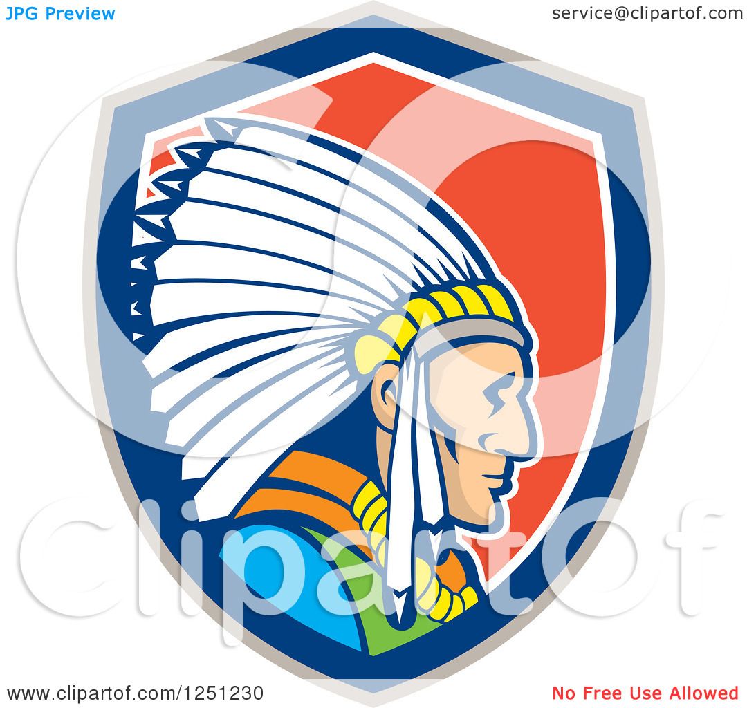 1080x1024 Clipart Of A Cartoon Native American Indian Chief In A Red White