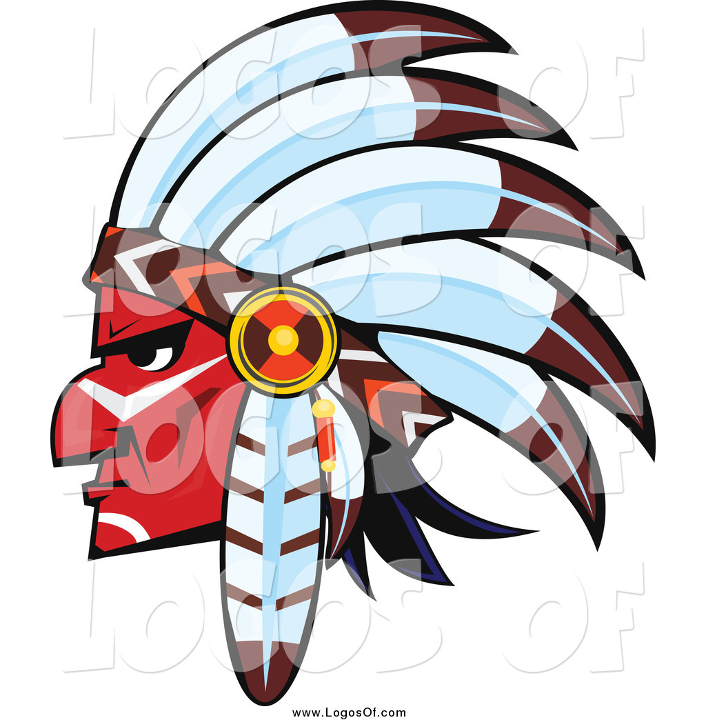 1024x1044 Vector Clipart Of A Red Native American Brave Face Facing Left