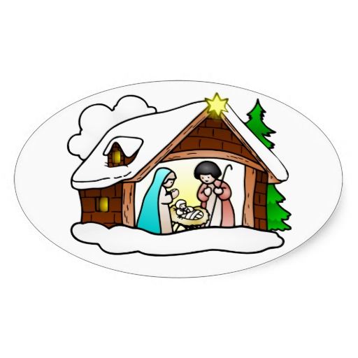 512x512 Traditional Christmas Nativity Scene Oval Sticker Religious Clip