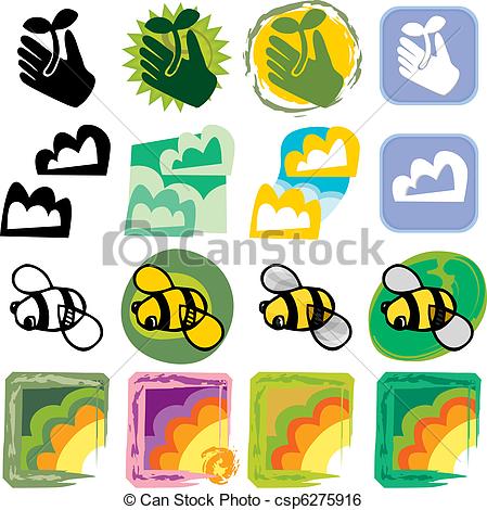 449x470 Various Nature Icons. Four Nature Related Drawings For Clip Art