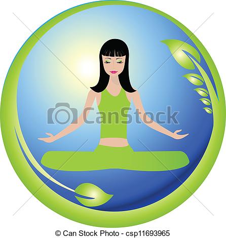 446x470 Yoga Girl And Nature World Logo Vector Clip Art Vector